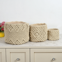 Natural Macramé Cotton Basket Set of 3