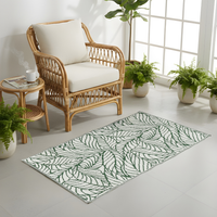 Reversible Green & White Botanical Carpet