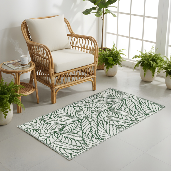 Reversible Green & White Botanical Carpet