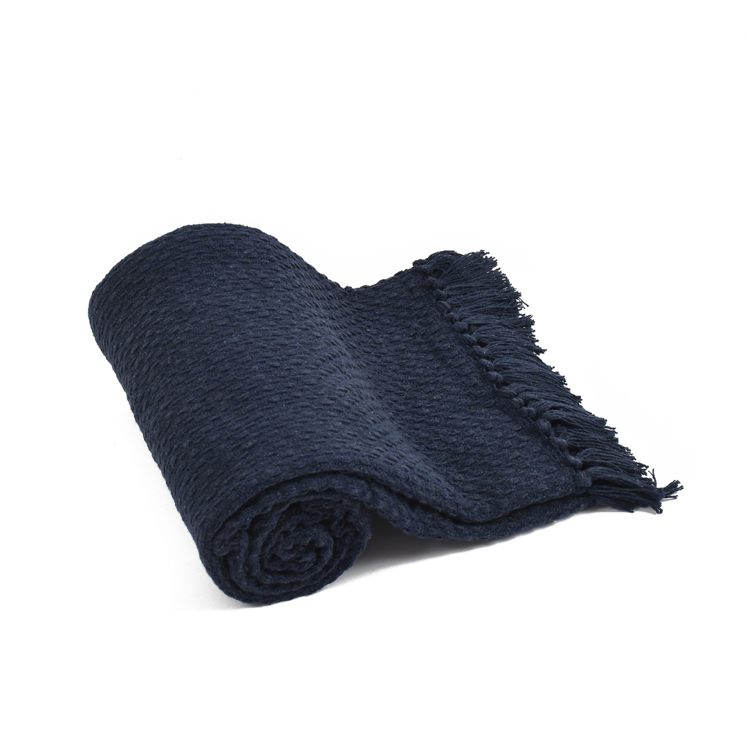 Navy Cotton Throw