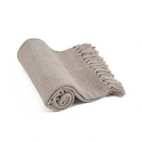 Beige Woven Cotton Throw