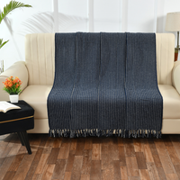 Navy Woven Cotton Throw- sashaa world