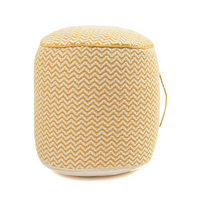 Mustard and White Boho Pouf