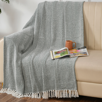 Green & White Striped Cotton Throw