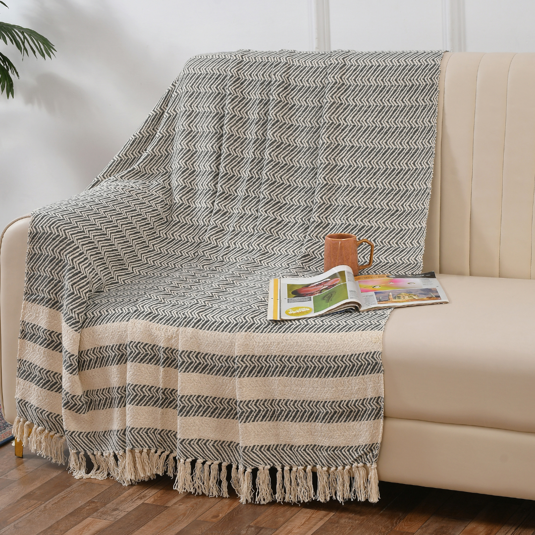 Black and Ivory Cotton Throw
