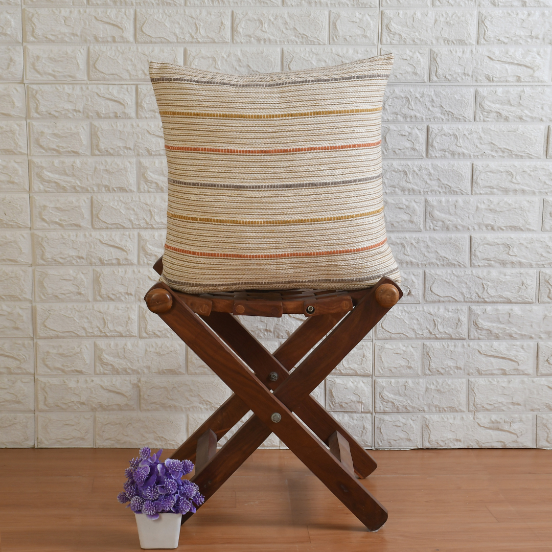 Sashaa World Neutral Stripe Cushion