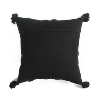 Black Chevron Tufted Cushion Cover with Tassels