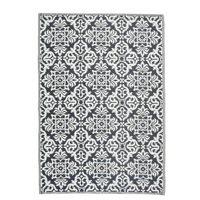 Reversible Blue and White Geometric Carpet