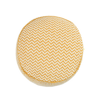 Mustard and White Boho Pouf