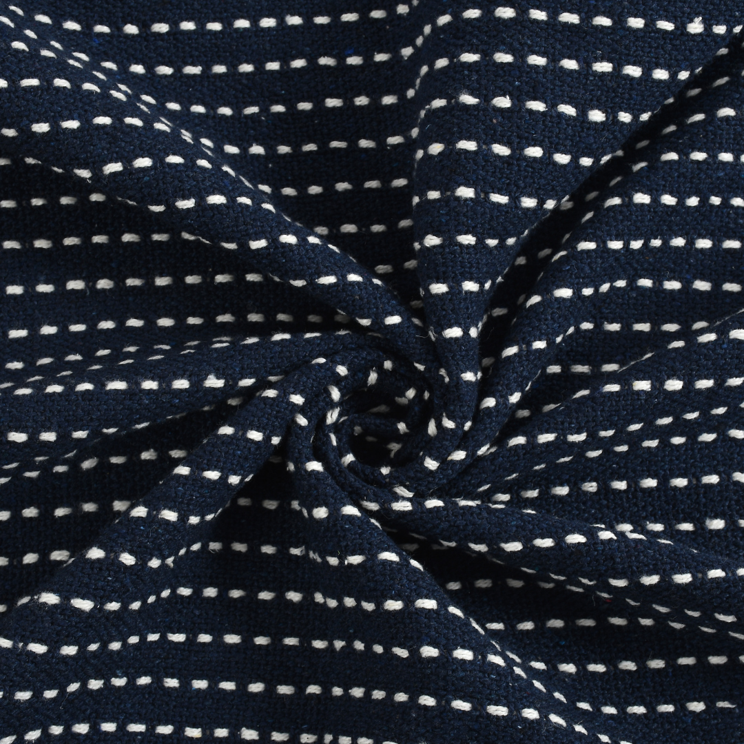 Navy Woven Cotton Throw- sashaa world