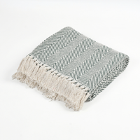 Green & White Striped Cotton Throw