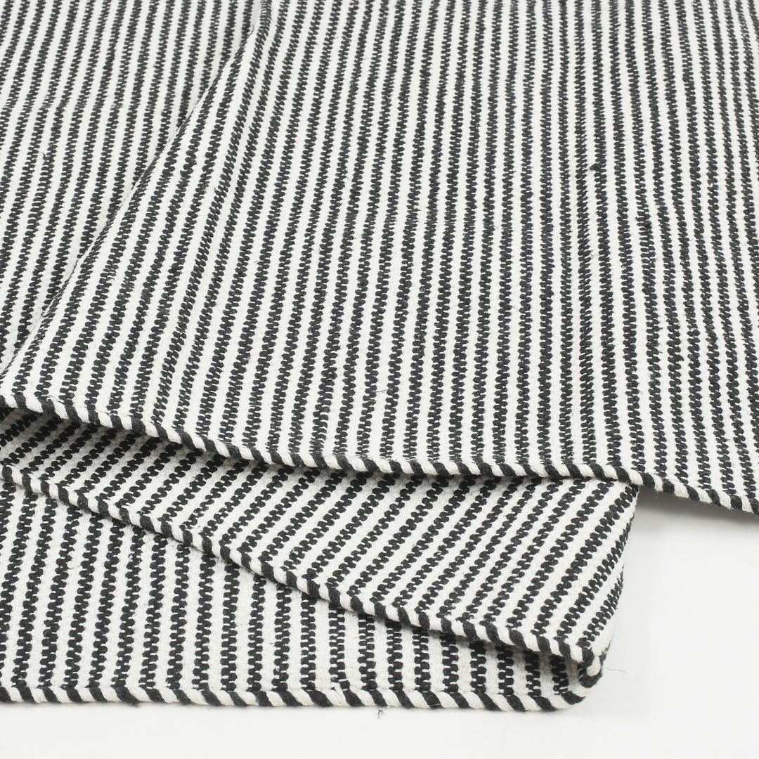 Ivory & Black Striped Cotton Rug