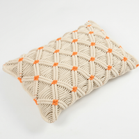Macrame Cushion cover with orange accents