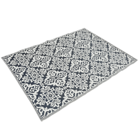 Reversible Blue and White Geometric Carpet