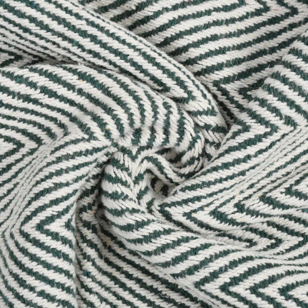 Green & White Striped Cotton Throw