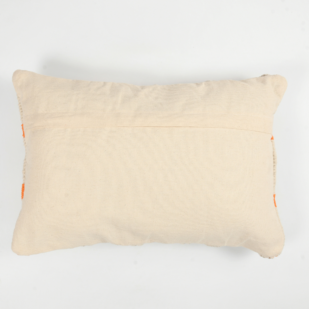 Macrame Cushion cover with orange accents