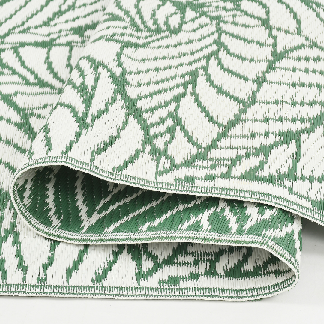 Reversible Green & White Botanical Carpet