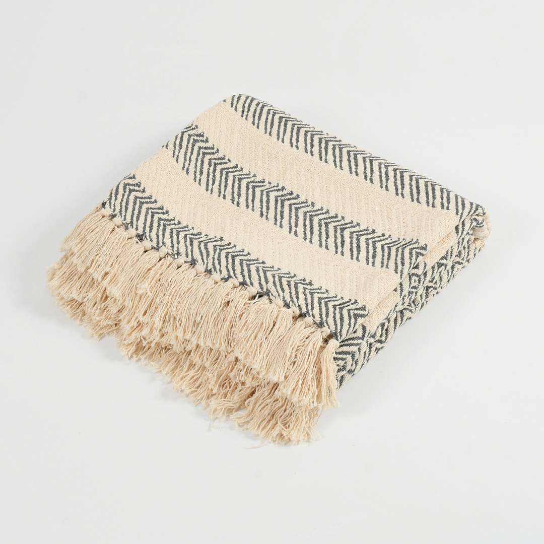 Black and Ivory Cotton Throw