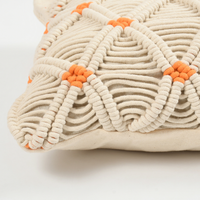 Macrame Cushion cover with orange accents