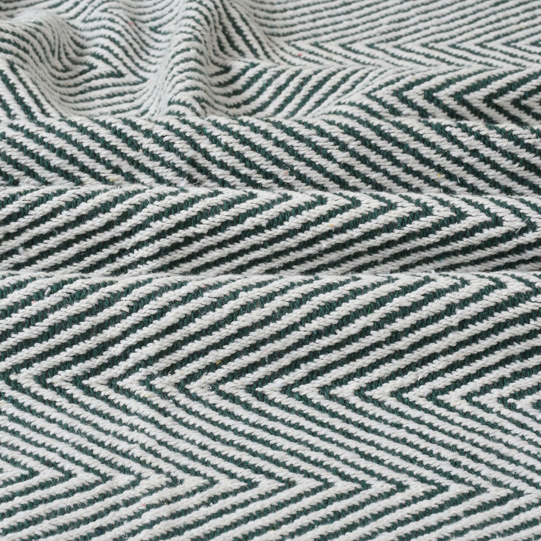 Green & White Striped Cotton Throw