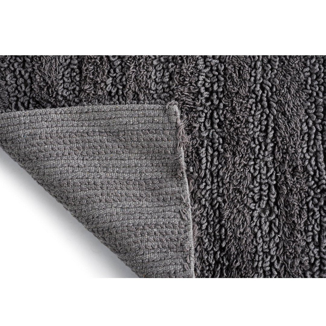 Charcoal Tufted Striped Bathroom Rug