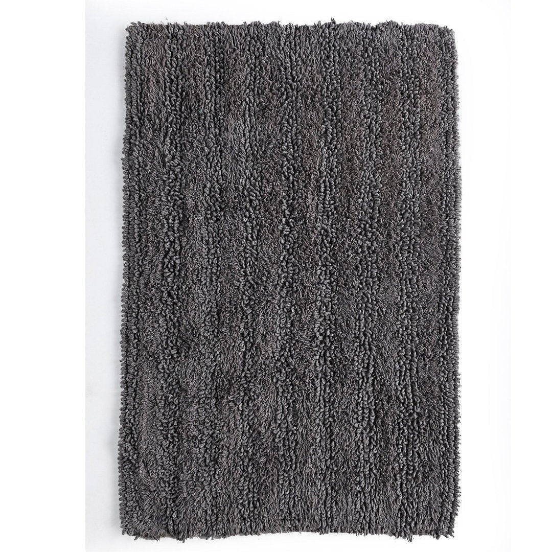 Charcoal Tufted Striped Bathroom Rug