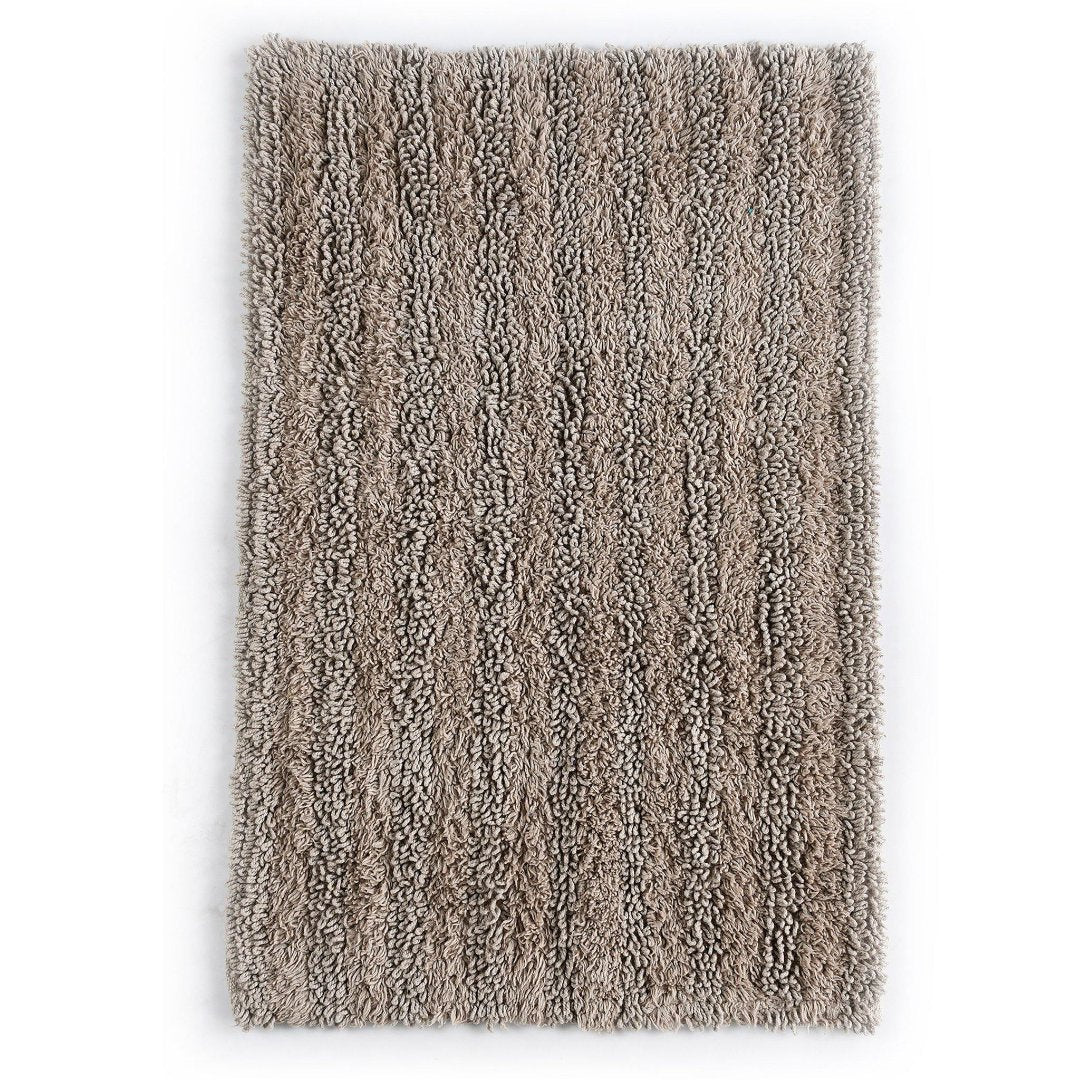 Brown Tufted Striped Bathroom Rug