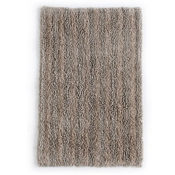 Brown Tufted Striped Bathroom Rug