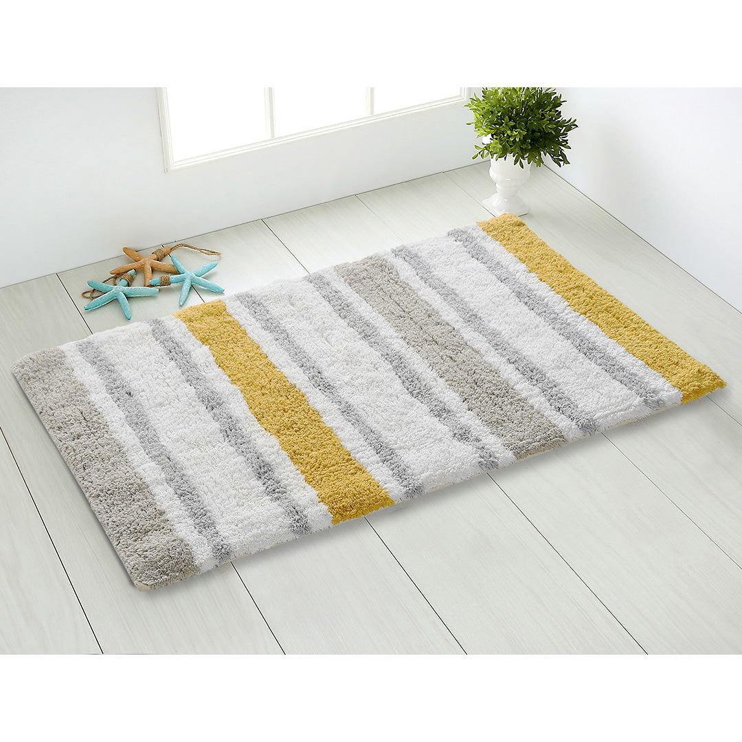 Tufted Striped Coloured Bathmat- sashaaworld