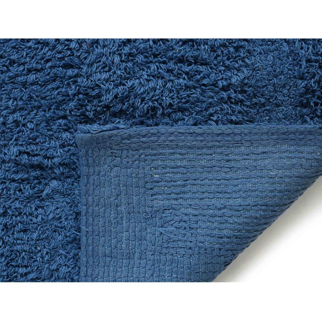 Anti-skid Solid Bathmat and Contour set blue