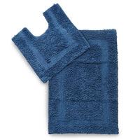 Anti-skid Solid Bathmat and Contour set blue