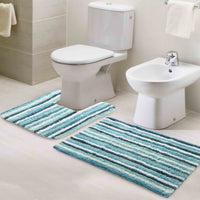 Anti skid Striped Bathmat and Contour set