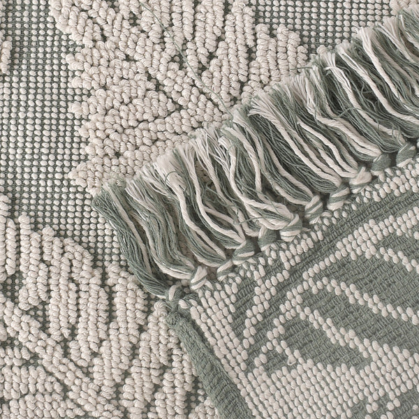Leaf Pattern Cotton Woven Rug - Sashaa World