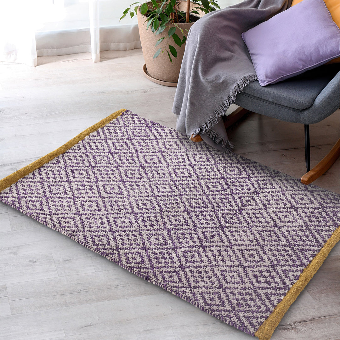 Diamond Patterned Handwoven Chenille Rug