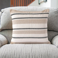 Beige Black Striped Woven Cushion Cover