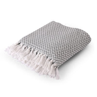 Chevron Delight Grey Ivory Versatile Cotton Throw