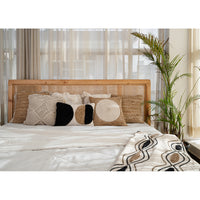 Beige Black Patterned Tufted Throw