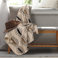 Beige Black Patterned Tufted Throw
