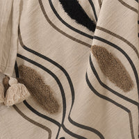 Beige Black Patterned Tufted Throw