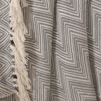 Zig-Zag Patterned Grey Ivory Woven Throw