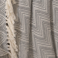 Zig-Zag Patterned Grey Ivory Woven Throw