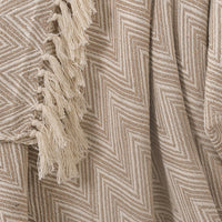 Zig-Zag Patterned Beige Ivory Woven Throw