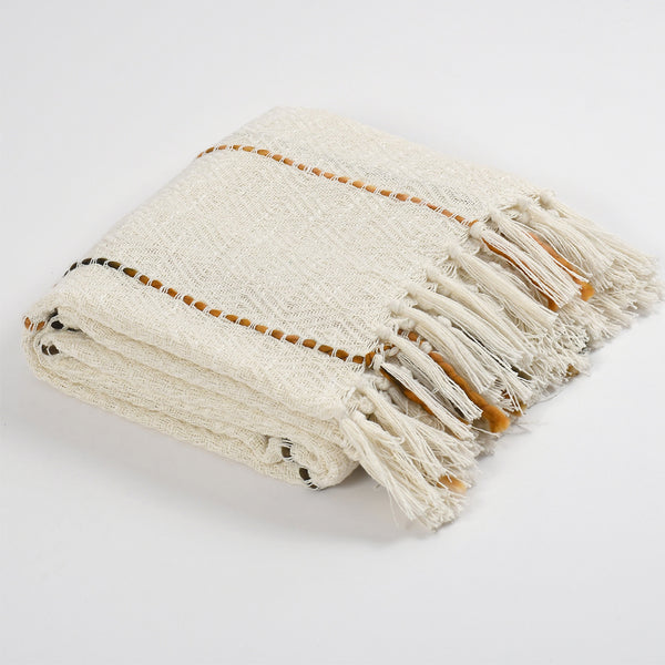 Multi Grid Pattern Handwoven Cotton Throw- Sashaaworld