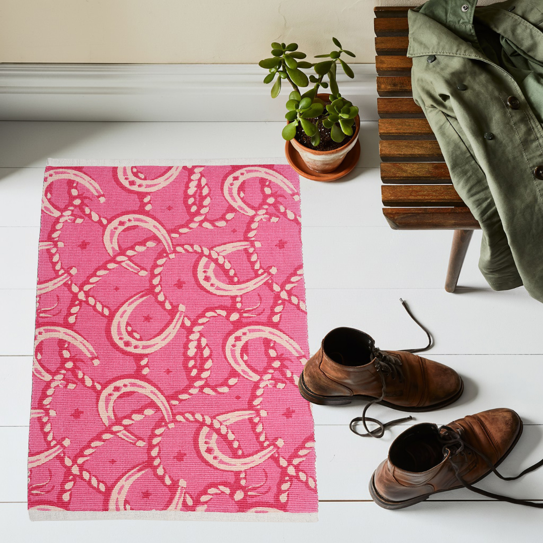 Pink Horseshoe Print Rug