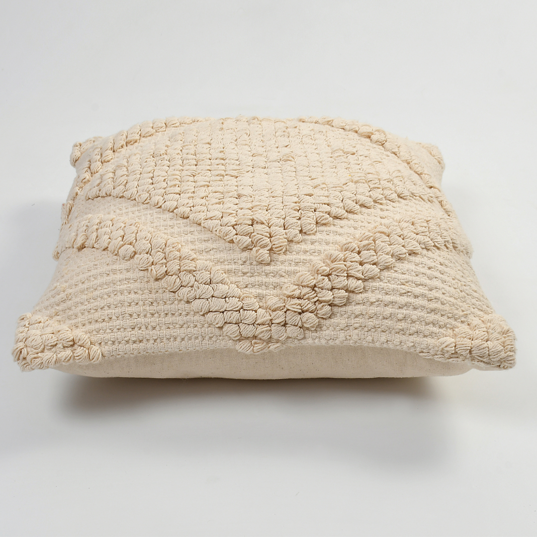 Ivory Diamond Tufted Cushion Cover