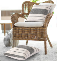 Black Striped Decorative Woven Cushion Cover