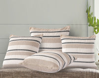 Beige Black Striped Woven Cushion Cover