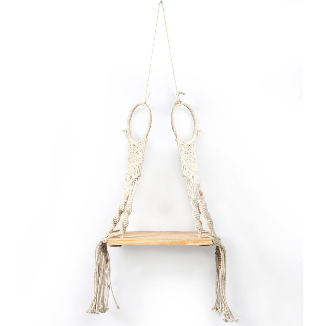 Macramé Shelf With Rings - Sashaaworld