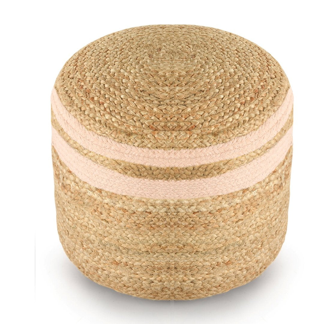 Jute Pouf with Colour Accents