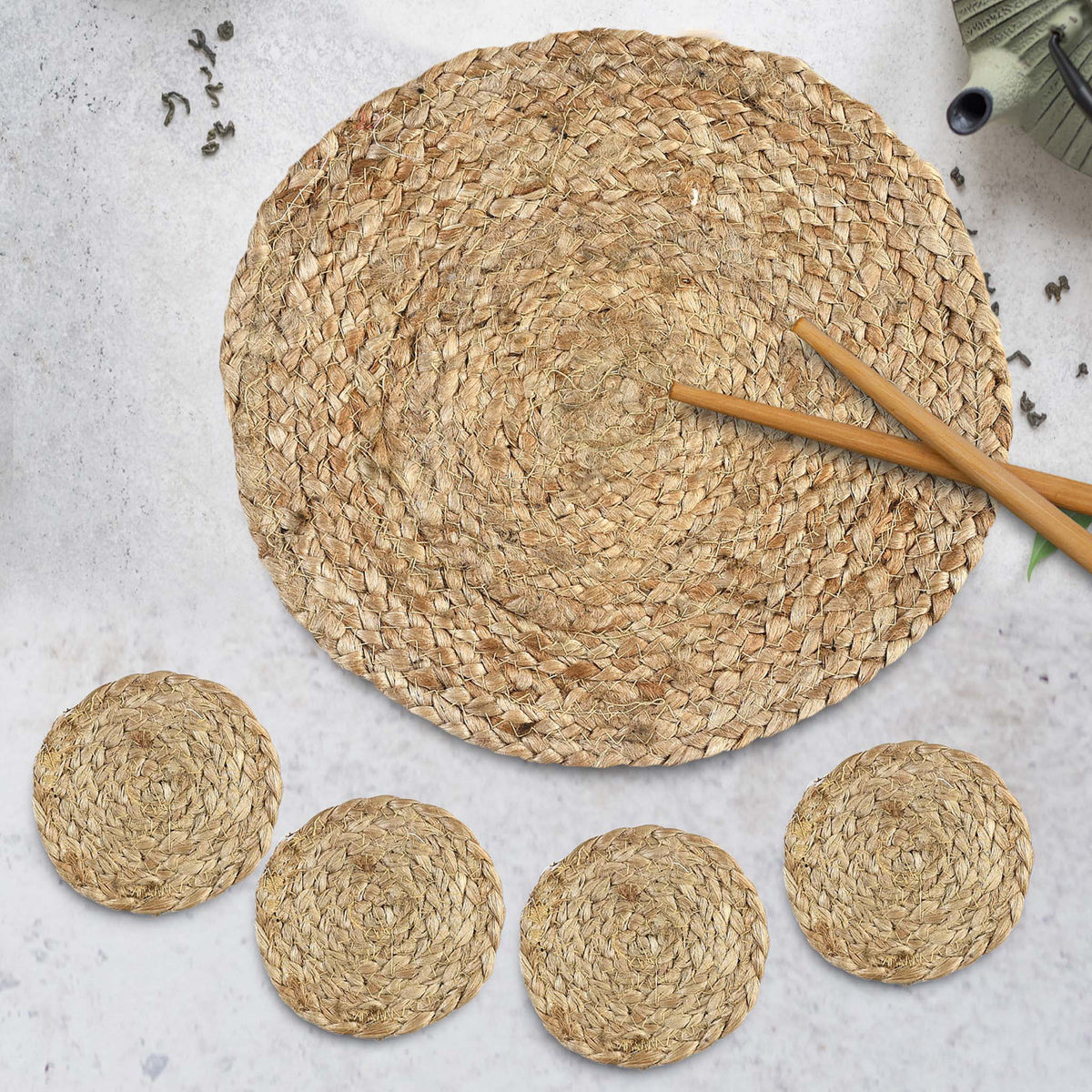 Set of 6 Jute Placemats & Coasters